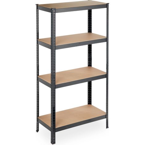Scaffale di stoccaggio pesante garage 157 x 80 x 41 cm capacità 280 kg finiture resistenti in acciaio nero 130010052