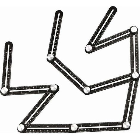 Mehrwinkel-Messlineal, Aluminiumlegierung, 12 klappbare Lineale, Fliesenbohrschablone, Messwerkzeug für Heimwerker, Bauarbeiter, Schreiner, Fliesenleger und Handwerker