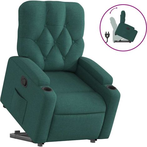 Maison Exclusive - Poltrona Alzapersona Reclinabile Verde Scuro in Tessuto (1/5)