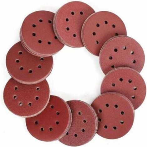 Disque de Ponçage, 100pcs Disques Abrasifs 40-800 Grain Taille de 125mm Idéal pour Poncer/Polir/Dérouiller(8 trous)