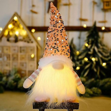 Décoration de Noël Père Noël lumineux, Père Noël avec lumière LED, Père Noël pour décoration intérieure, décoration de Noël rose (1/4)