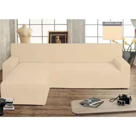 Copridivano Genius Con Penisola Chaise Longue Modello Swing Colore Panna, misuraSinistracolorePanna (1/4)