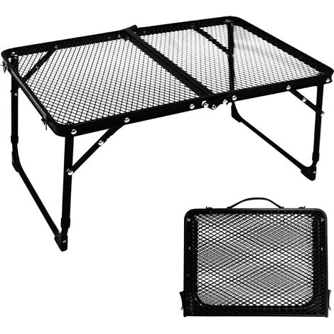 Table de camping pliable, table de pique-nique portable, petite table pliante avec plateau en maille résistant à la chaleur, table d'appoint réglable en hauteur, le barbecue, le jardin (1/5)