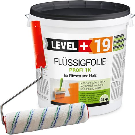 LEVEL+ Flüssigfolie Dichtfolie Holz L+19 - 25KG + Farbroller