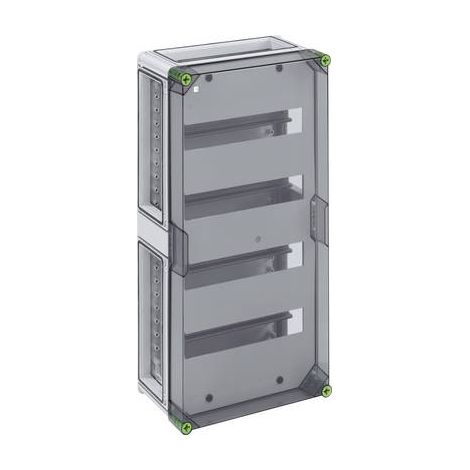 Spelsberg Boîtier de disjoncteur, transparent, indice de protection IP65, 56 TE, résistance aux chocs IK08, classe de protection II, tension d'isolation nominale 400V AC, sans halogène, 01545601 (1/2)