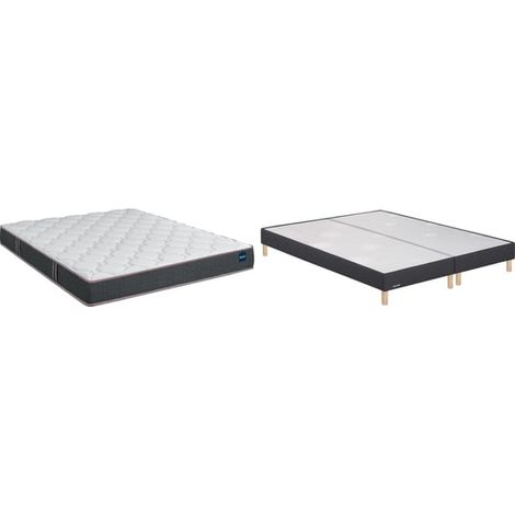 Ensemble Matelas Sommier 2 x 80 x 200 Vitality 2.1 160x200 + 2 sommiers gris fumé pieds