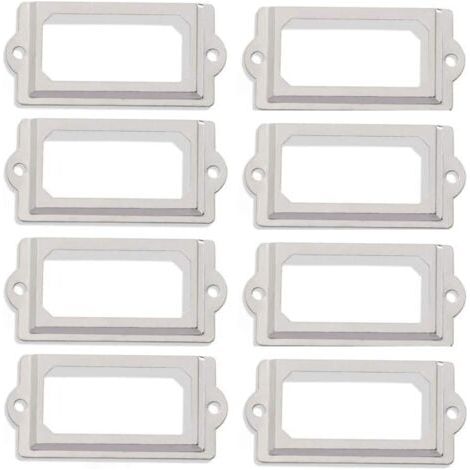 Lot de 50 porte-étiquettes 60 x 17 mm en métal nickel blanc vintage pour tiroir de bibliothèque (1/5)