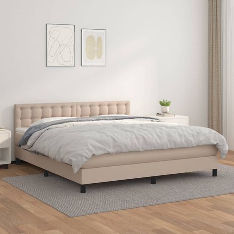 Boxspringbett Matratze Cappuccino-Braun 160x200 cm Kunstleder (1/5)