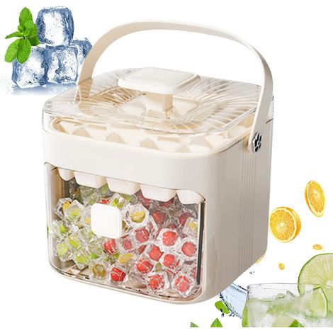 Bandeja apilable para cubitos de hielo – PP apto para uso alimentario, tapa segura, 15,5 × 15,5 × 14,9 cm (1/4)