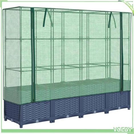 Carré potager surélevé - FAFEICY - 4015830 - 160x40x138 cm - Housse serre imperméable - Aspect rotin (1/5)