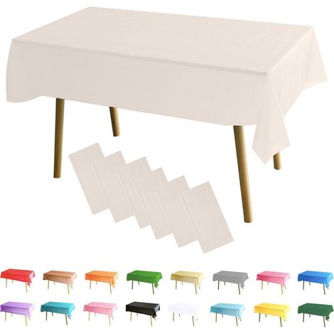 Tischdecke 6er Set abwaschbar 137x274 cm wasserdicht PEVA beige