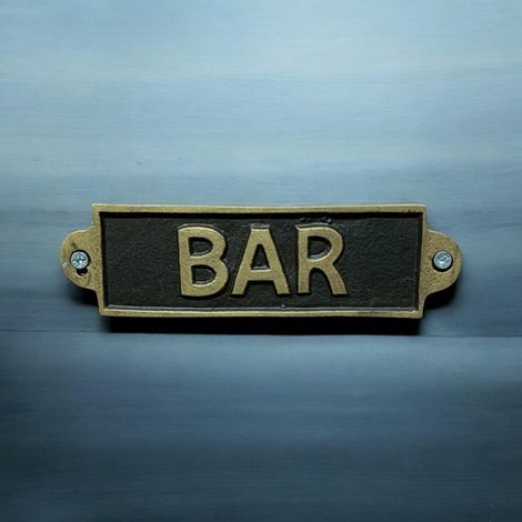 "Bar" - Wall Sign - Metal - L1 x W15 x H6 cm - Black