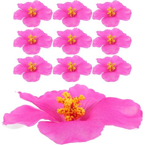 Fleurs d'hibiscus Facile à Décorer Artificielles en Eva Réalistes 10 Pièces Réutilisables pour Décoration de Fête Hawaïenne pour Soirée Tropicale (1/5)