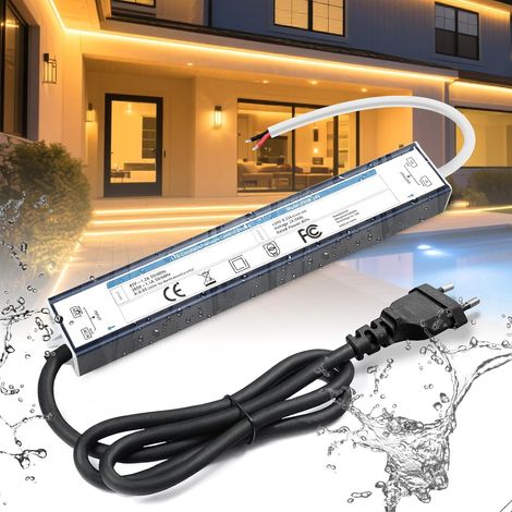 Transformateur 220V 24V Alimentation 200W 8.3A IP67 Extérieur Étanche Adaptateur avec Prise 220V AC à 24V DC LED Driver Continu Transformer Power Supply Basse Tensio Transfo Pour Ruban (1/5)