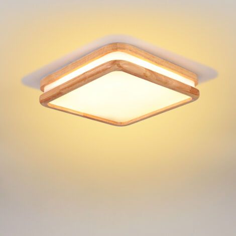 royaluxe- Lampe De Plafond Carré En Bois Plafonnier Moderne Plafonnier Intérieur Luminaire Plafonnier Led Pour Chambres À Coucher,Salons Couloirs 3000K (1/5)