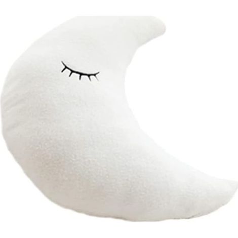 Coussins en peluche douce en forme d'étoile, de lune et de nuage pour lits, bureaux, canapés, sièges de voiture et fêtes (lune (20,8 11,8) pouces (53 30) cm, blanc) (1/5)