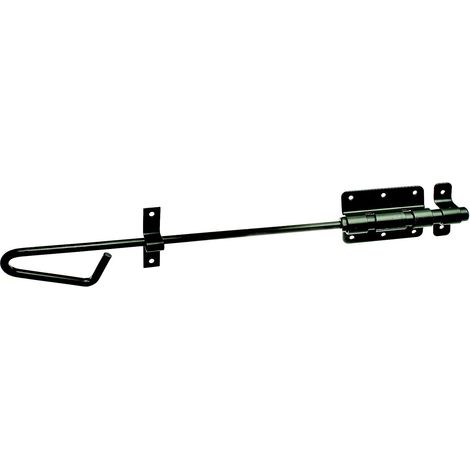 Verrou baïonnette avec gâche attachée plastifié noir plaque 95 x 67 mm boulon Ø15,5 x 500 mm