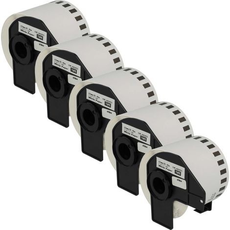 vhbw 5x Label Roll with Holder 62mm x 30.48m (1 Label) compatible with Brother PT QL-550 Label Maker - Premium, Removable (1/4)