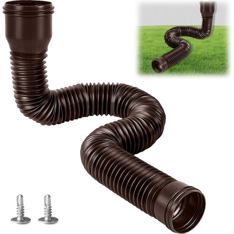 Canaux de Toit, Tuyau de Descente, Extension de Gouttières 150 cm Extensions de Tuyaux de Découverte, Kit Flexible, Fossé de Pluie, Extension de la Pelouse 1 marron (1/5)