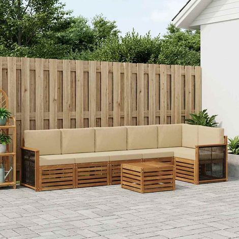 vidaXL Set di divani da esterno 7 pz Naturale (1/5)