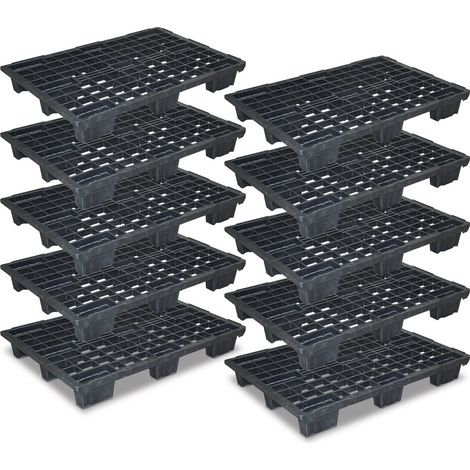 BRB 10x Euro-Leichtpalette im Euromaß, schwarz, LxBxH 1200x800x153 mm, Deckfläche durchbrochen