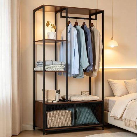 CHICFURN Perchero abierto 90x40x167 cm de MDF y metal negro para recibidor (1/5)
