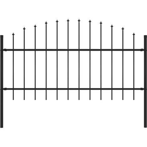 INLIFE Clôture de jardin avec fer de lance en acier 1,7 m noir (1/3)