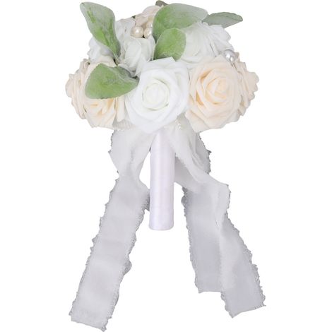 Romantischer Brautstrauß – Elegante, handgefertigte Blumen für Partydekorationen, Büros, Geschäfte und Gärten – Brautstil – 26 x 20 cm (1/5)