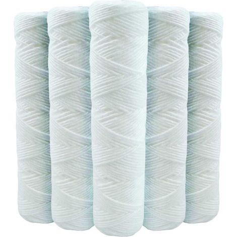 Lot de 5 Cartouches Bobinée Filtre à Eau Anti Sédiments 9 pouces 3/4-20 microns Compatibles Filtre 10 pouces