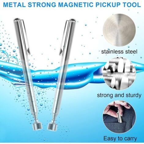 QORVA-Tige de ramassage magnétique télescopique portable facile à utiliser, outil manuel magnétique extensible (argent)