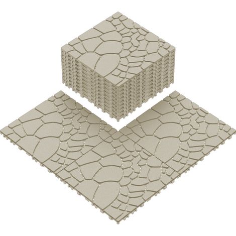 Dalles de terrasse clipsables 30x30 cm en PP beige, facile à monter, pour balcon FloraGrace (1/5)