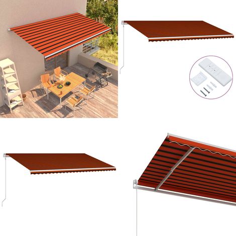 Auvent rétractable automatique 600x300 cm Orange et marron - Parasol automatique - Ombrage extérieur (1/5)