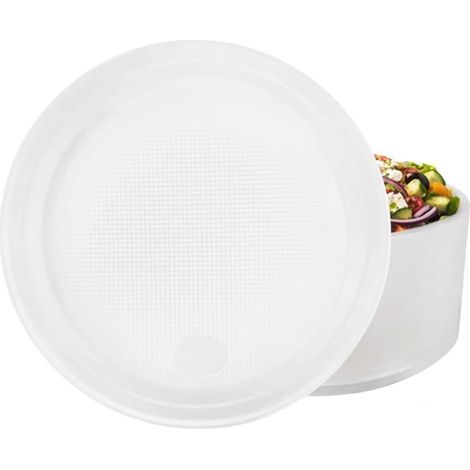 Apex – Lot de 60 assiettes en plastique réutilisables Ø 22 cm – Sans BPA – Assiettes rondes pour fêtes et pique-niques – Légères et empilables