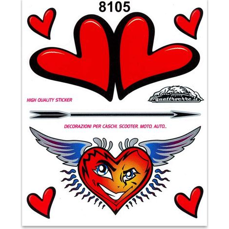 Adesivi Sticker Cuori, 14 x 16 cm (1/4)