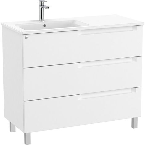 Pack Unik mueble de 3 cajones + lavabo a la izquierda ALEYDA - ROCA Color: Blanco mate - Medidas: 1005x460x740 mm (1/2)