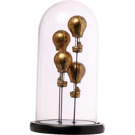 ARPIMEX Campana Vetro con Mongolfiere 17 x 32 Cm Gold