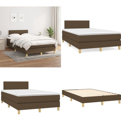 Sommier à lattes de lit avec matelas Marron foncé 120x200 cm - Lit Double - Lit Plateforme - Matelas À Ressorts Ensachés - Literie - Chambre À Coucher - Home & Living (1/5)