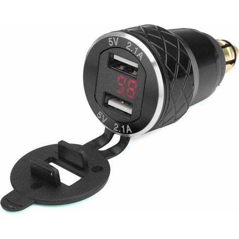 12V-24V 4.2A Voltmètre Rouge Moto Double Chargeur USB Socket pour BMW Moto - Noir uniquement aux raccords UE (1/5)
