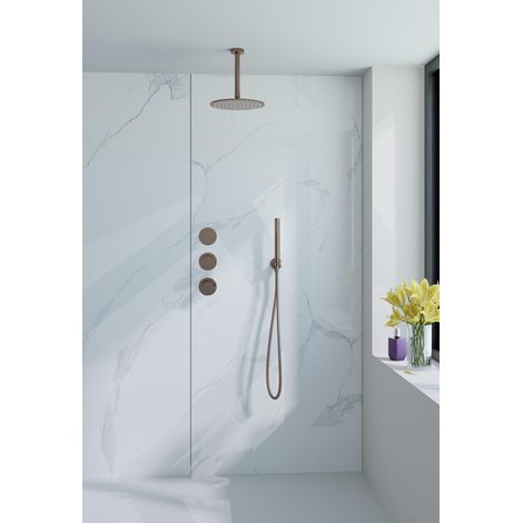 Fortifura Nebbio Ensemble de douche pluie - robinet encastré - élément encastré - coude de raccordement mural - flexible de douche lisse - douchette (1/5)