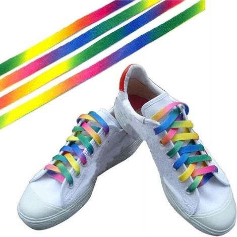LACCI PER SCARPE ARCOBALENO, PAIO ARCOBALENO LGBT COLORATI 100 CM