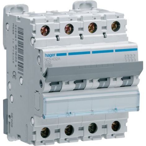 Interruttore Automatico 4P 6A 10 Ka C 4M ( HAGER cod. NCN406A )