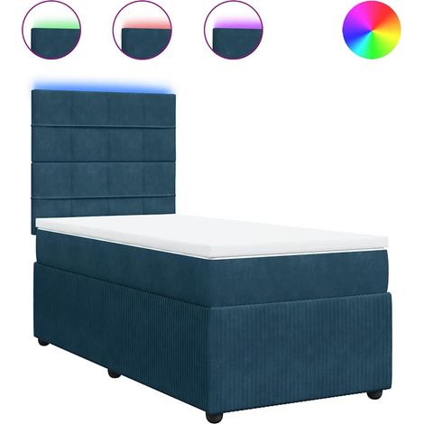 Maison Exclusive - Boxspringbett mit Matratze Blau 90x200 cm Samt (1/5)