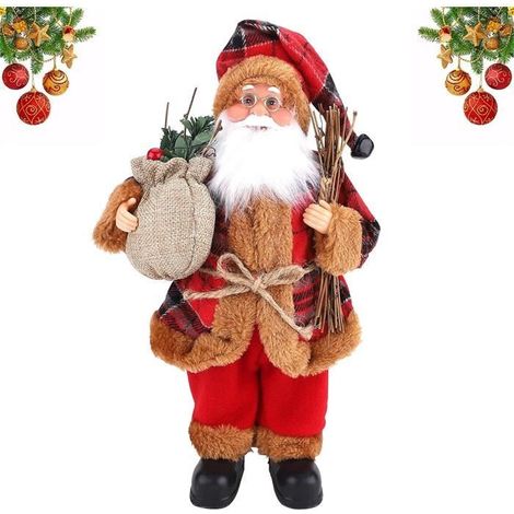 Figurine Père Noël - Artisanale - 30 cm - Rouge - Décoration de Noël - Objets décoratifs (1/4)