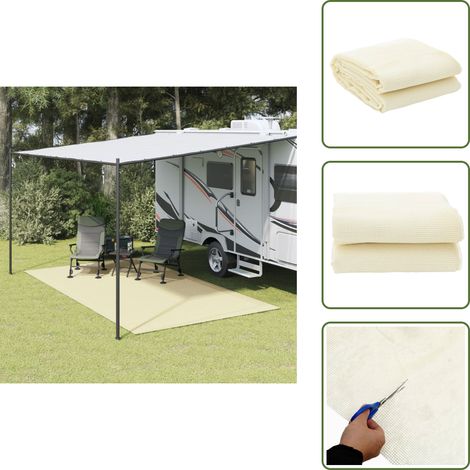 The Living Store Tapis de tente crème 4,5x2,5 m - Tapette De Tente - Tapis De Camping - Tapis De Sol - Tapis Imperméable - Tapis Antidérapant (1/5)