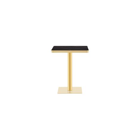 CHICFURN Mesa de comedor cuadrada 60x60 cm efecto mármol negro, metal dorado (1/5)