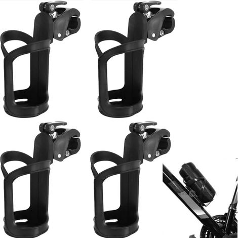 Lot de 4 Porte-gobelet pour vélo, 360 degrés de Rotation, Porte bidon Velo sans vis pour Scooter, Vélo, VTT, Vélo De Route, Fauteuil Roulant (Noir) (1/5)