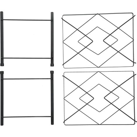 Étagère de rangement pour casseroles noire, 2 niveaux, modèle solide, design créatif, support carré pour cuisines. (1/5)