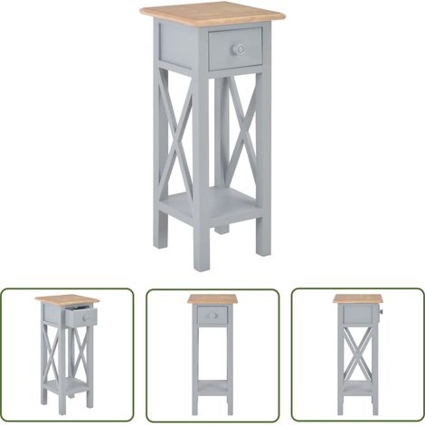 The Living Store Beistelltisch Grau 27 x 27 x 65,5 cm Holz - Holz Tisch - Beistelltisch - Nachttisch - Wohnzimmerschrank - Deko Regal (1/5)