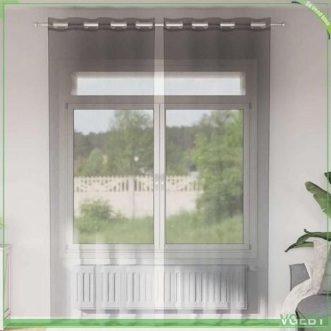 4102081 Rideaux en voile avec illets 2 pcs gris foncé 140x260 cm (1/5)
