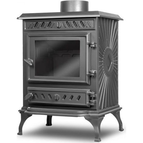 Viva – Poêle à bois compact en fonte 7,4 kW – Rendement 71,6 % – Émissions CO 0,15 % – Ouverture latérale et cendrier amovible (1/3)